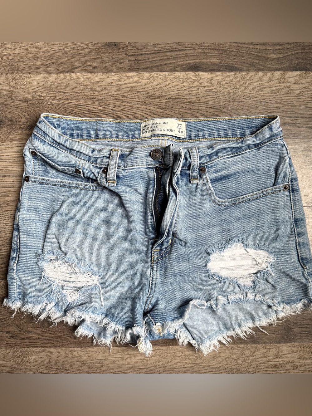 Abercrombie & Fitch Mid Rise Boyfriend Denim Shorts